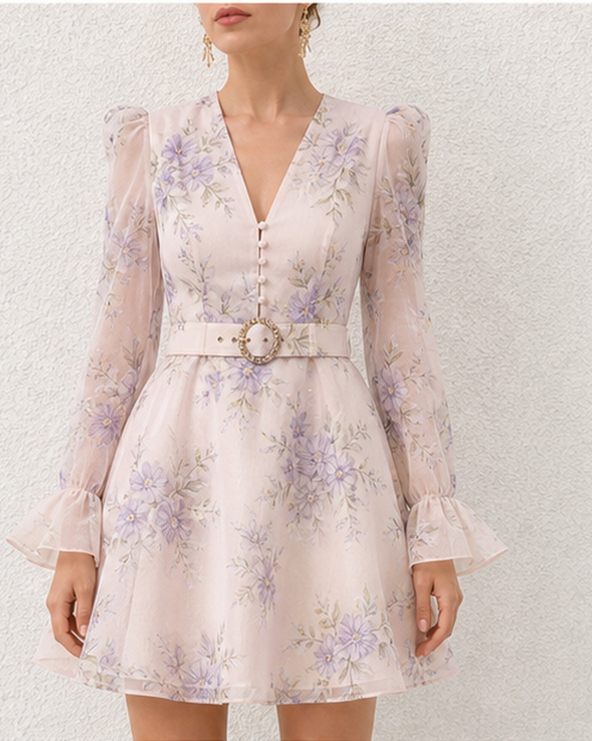 Florine Blush Buckle Mini Dress