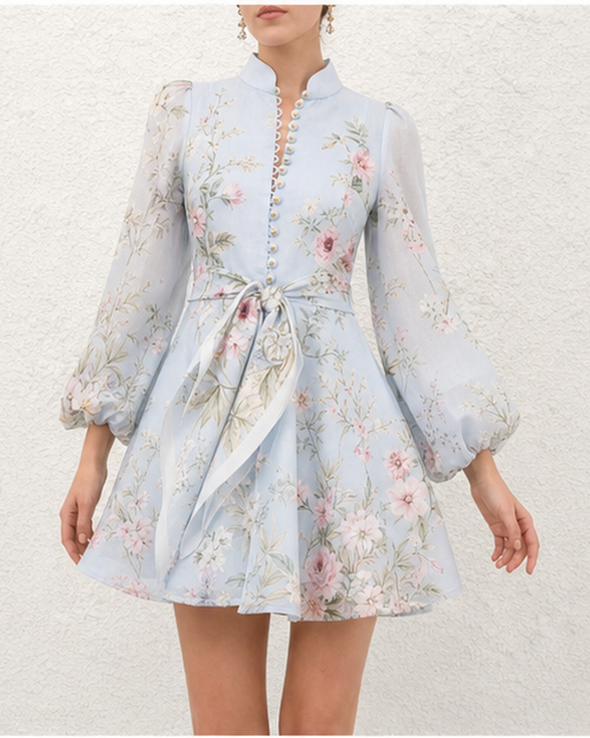 Lavande Floral Button Mini Dress