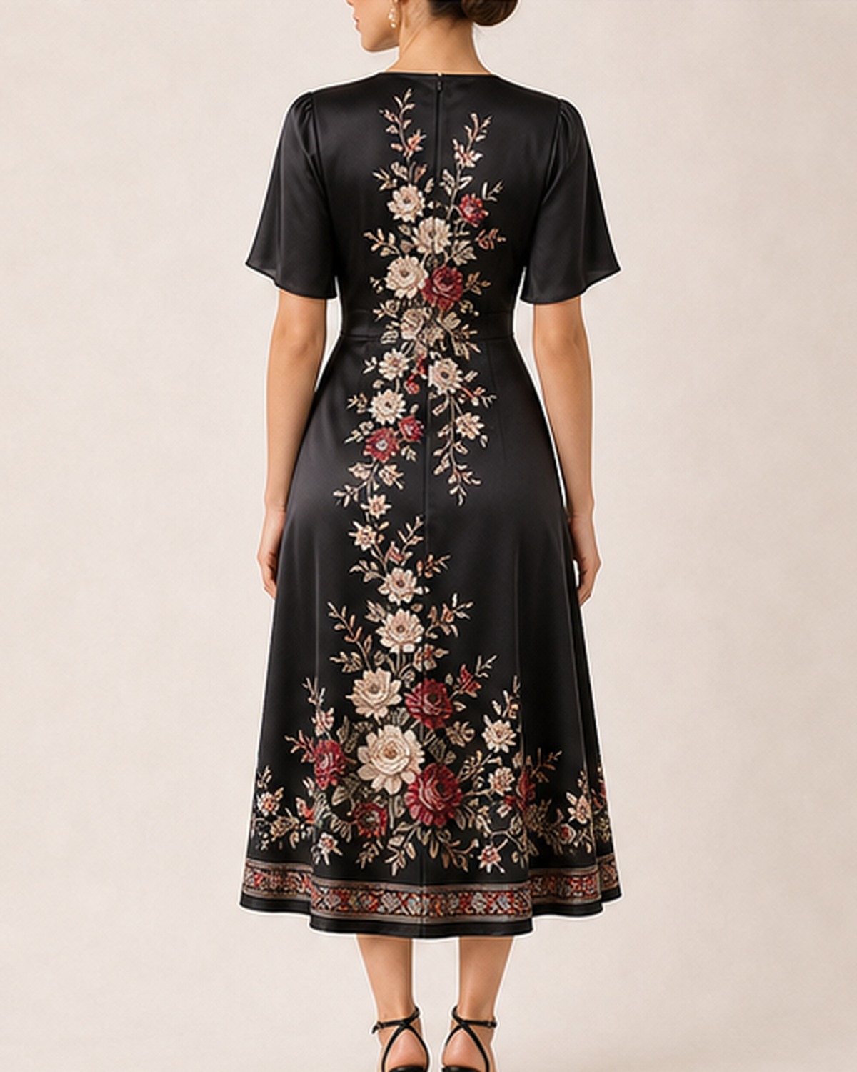 Mirela Black Placement Print Dress
