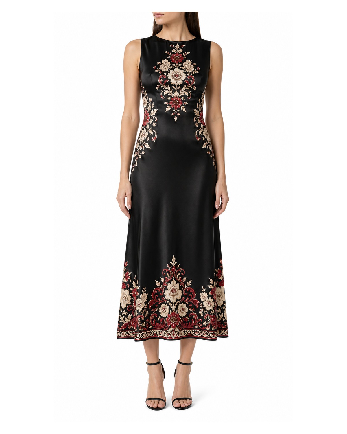Mirela Black Placement Print Dress