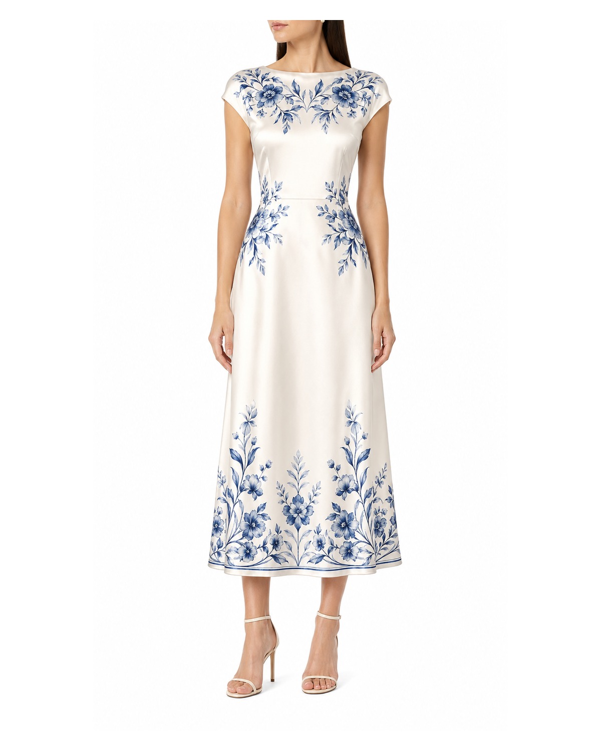 Odette Blue Placement Print Dress
