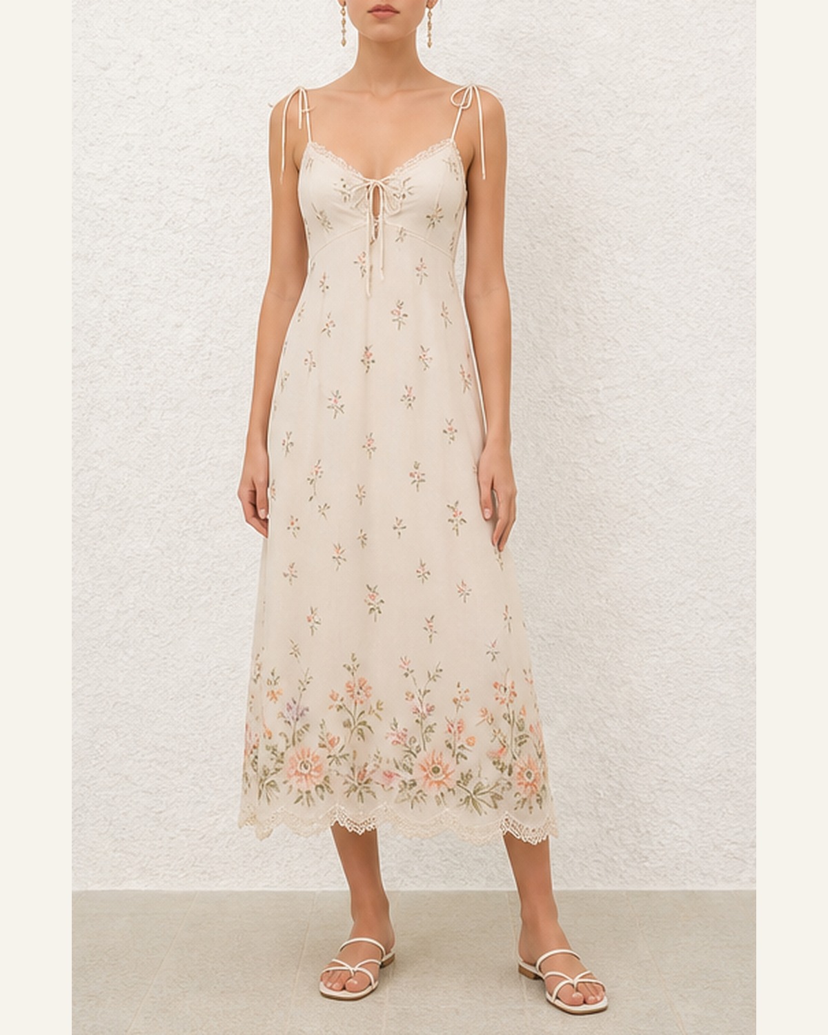 Sabine Ivory Sprig Slip Dress