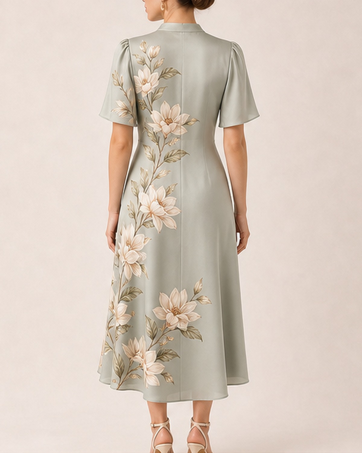 Selene Sage Placement Floral Dress