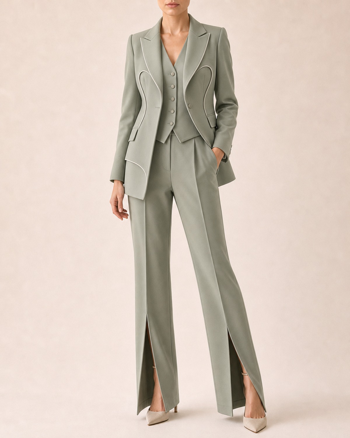 Sage Curve Panel Suit Set