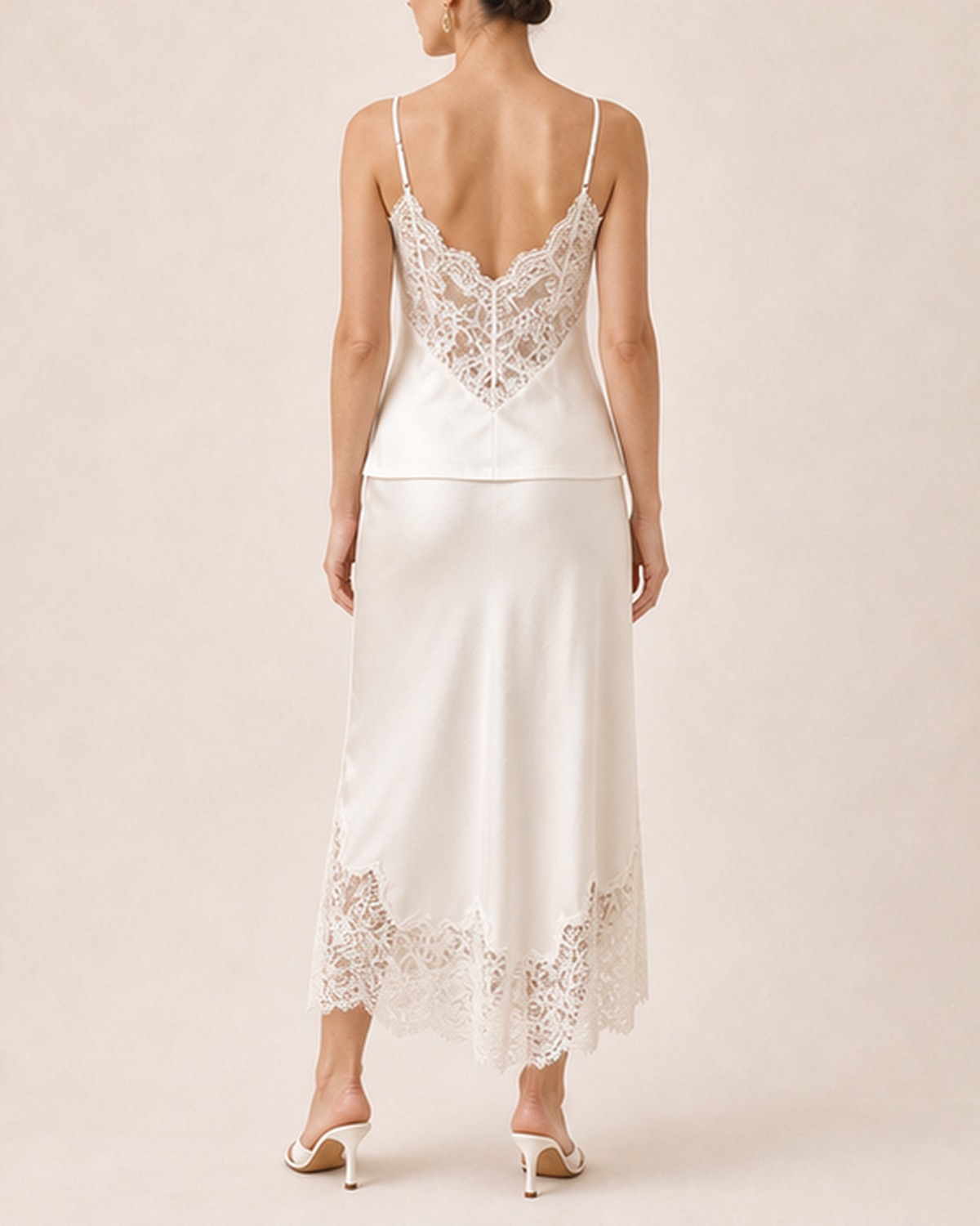 Serena Ivory Lace Satin Set