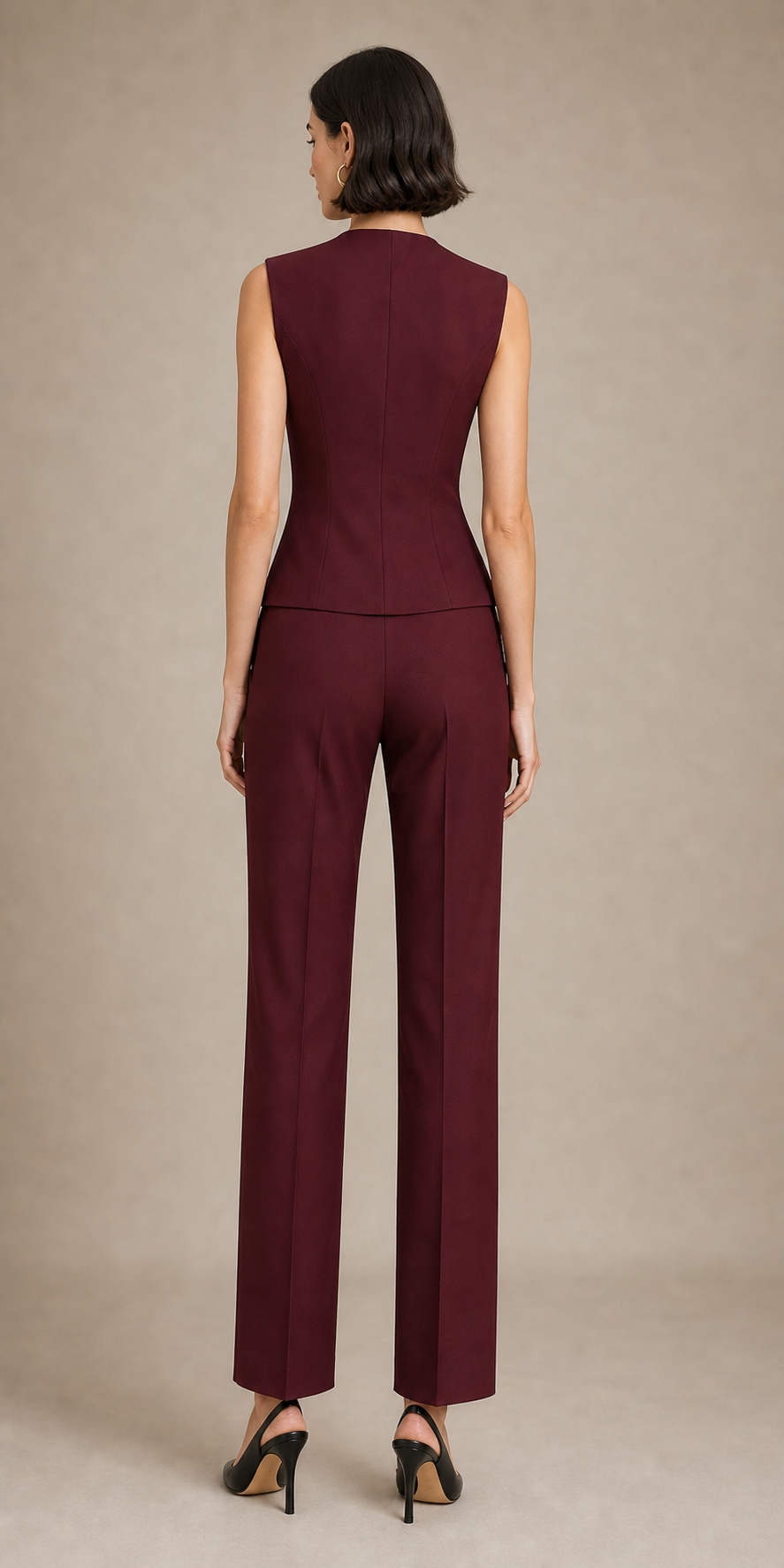 Burgundy Waistcoat Suit Set