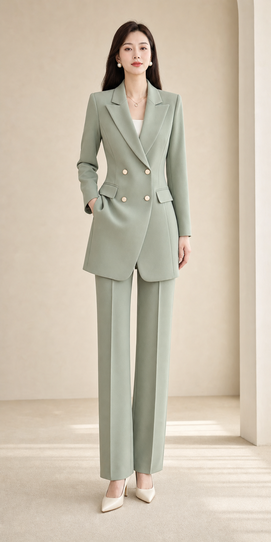 Sage Longline Blazer Set